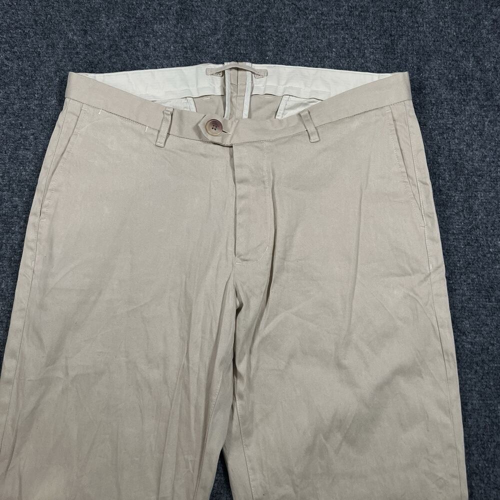 Proper Cloth Linen Chino Pants 34x35 Beige Straight Trousers Tessuti Di Sondrio
